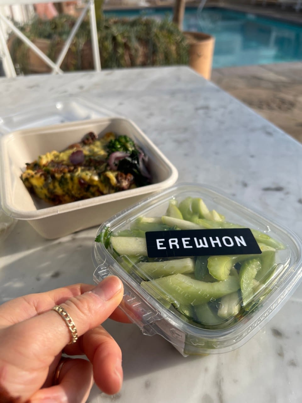 Quiche and celery salad from Erewhon