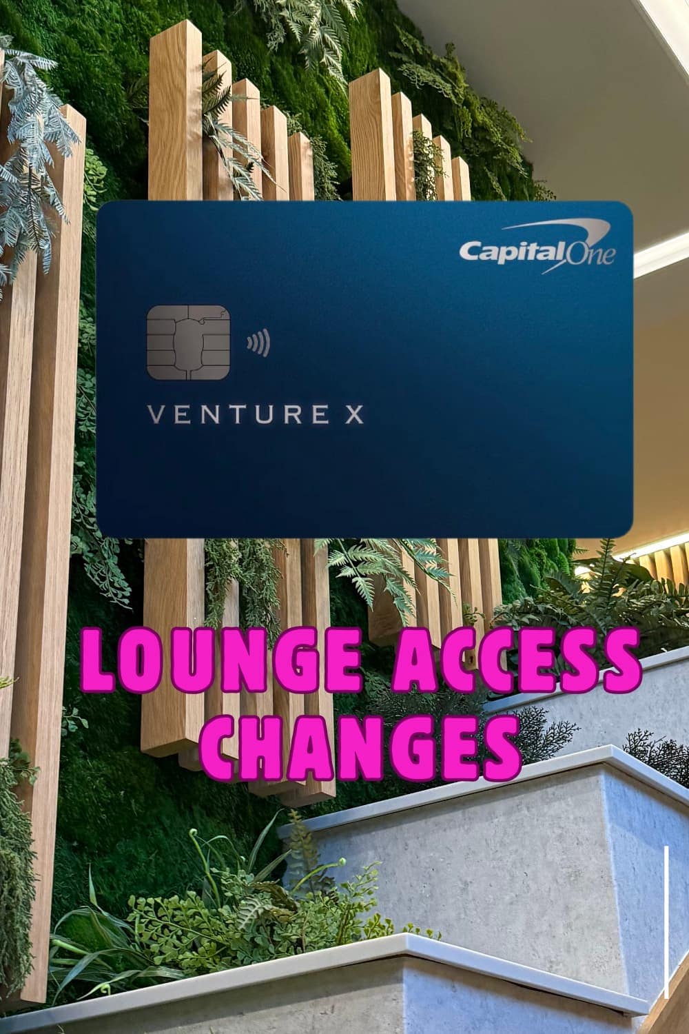 credit card over background of pdx airport