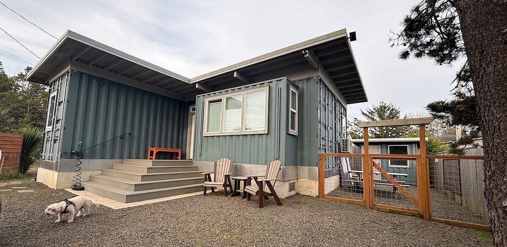queen bedroom pacifc city oregon coast shipping container beach rental dog friendly