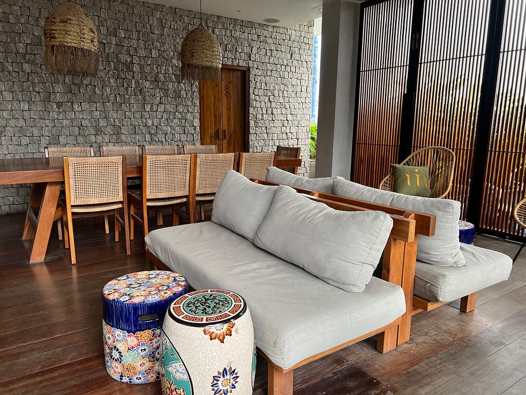 Top floor lounge space by pool