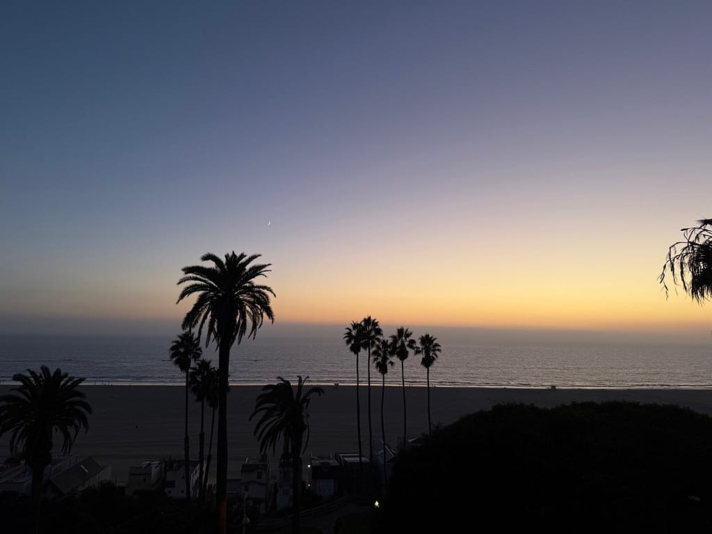The eden sunset view from Velvet Rose rooftop bar santa monica los angeles california