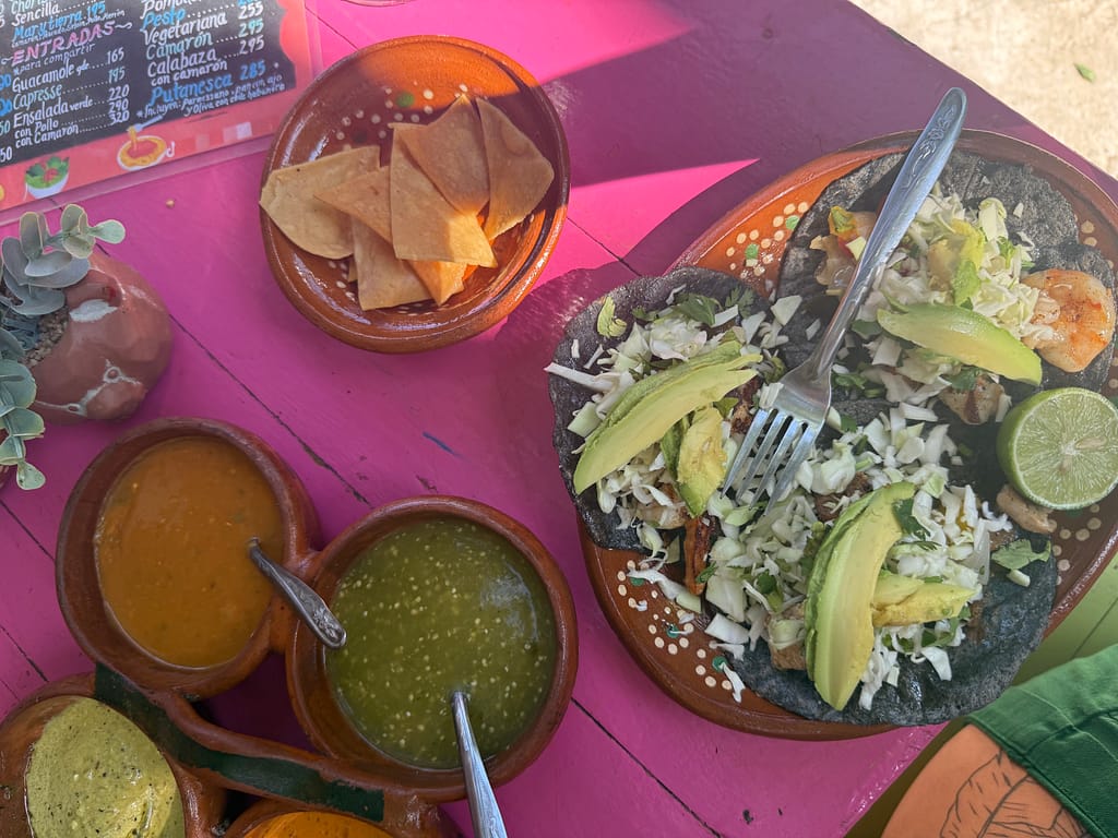 El Rinconcito shrimp tacos San Pancho Nayarit Mexico