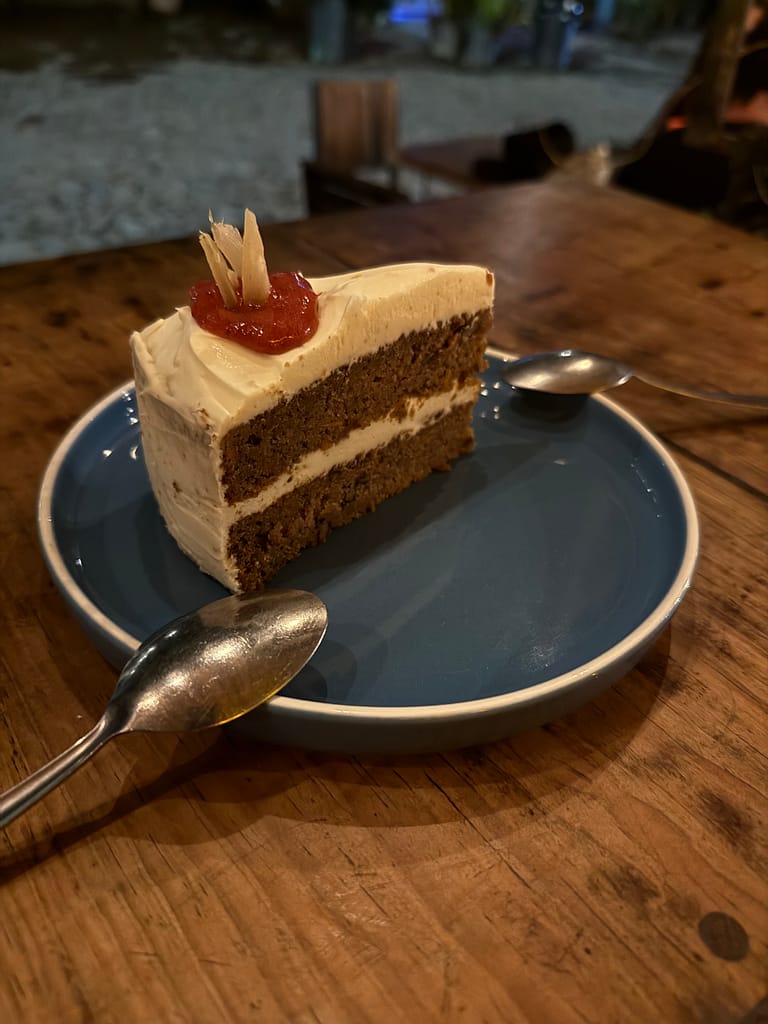 House made carrot cake at Arigato Bake and Brew San Pancho