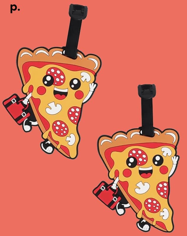 pizza luggage tags gift guide for travelers